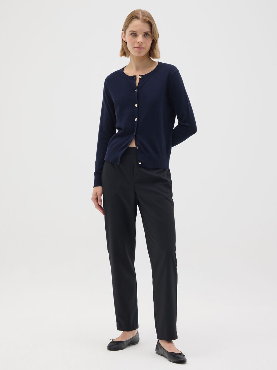 Cardigan in puro cotone blu regular fit_1
