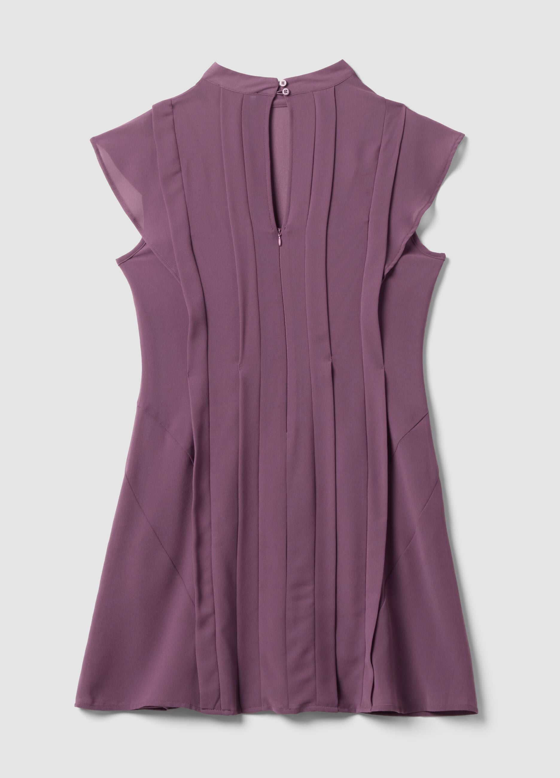 Purple relaxed-fit dress with short ruffle sleeves