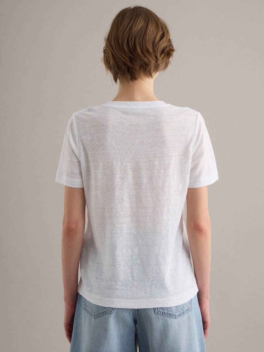 White pure linen regular-fit short-sleeve T-shirt_3