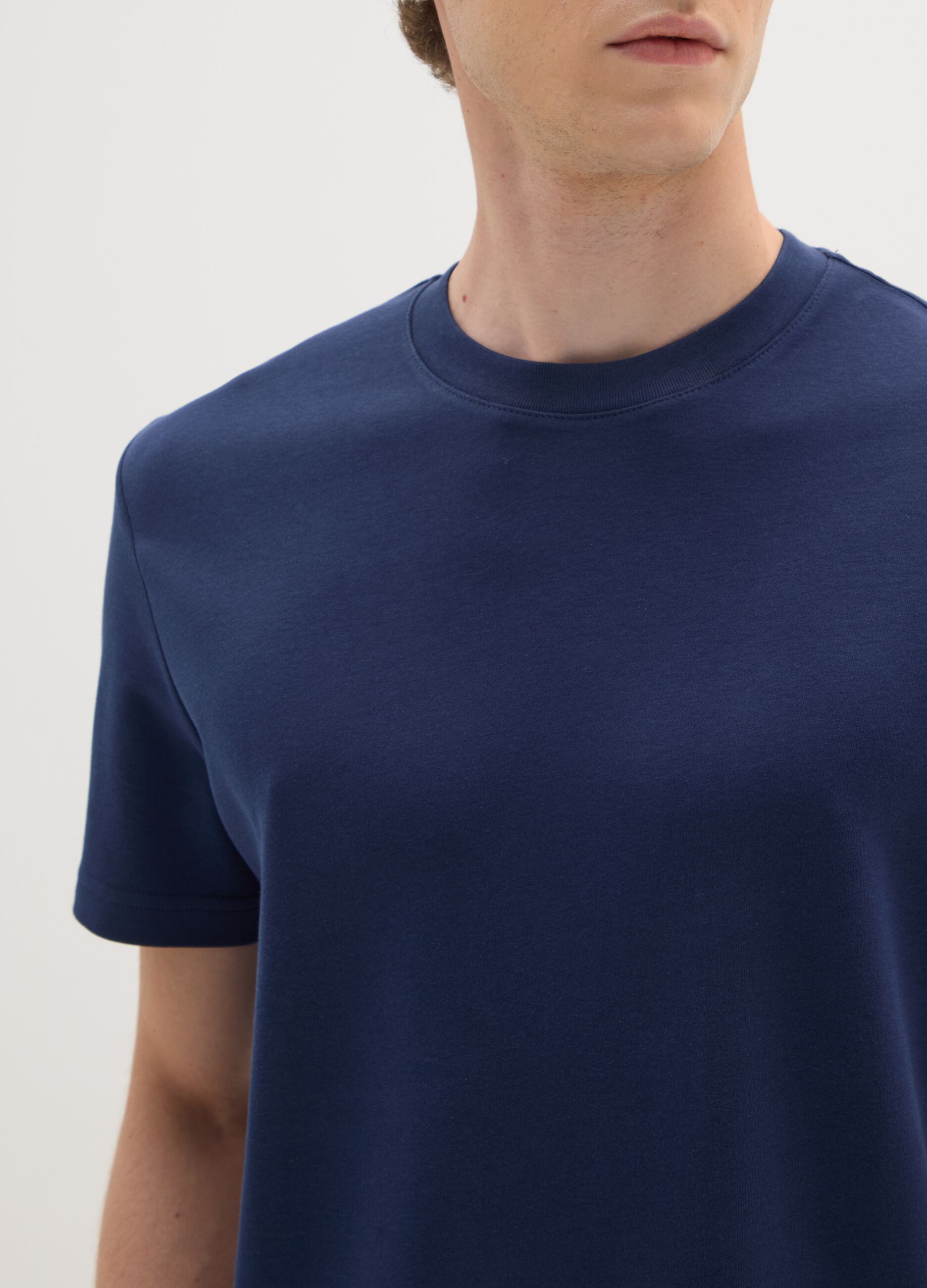 Short Sleeve Blue Cotton T-Shirt