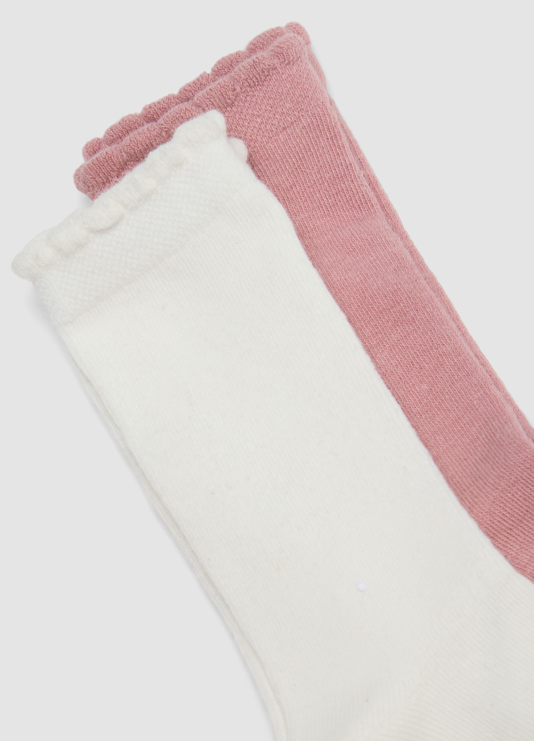 Tripack di calze lunghe in cotone organico elasticizzato con bordo smerlato