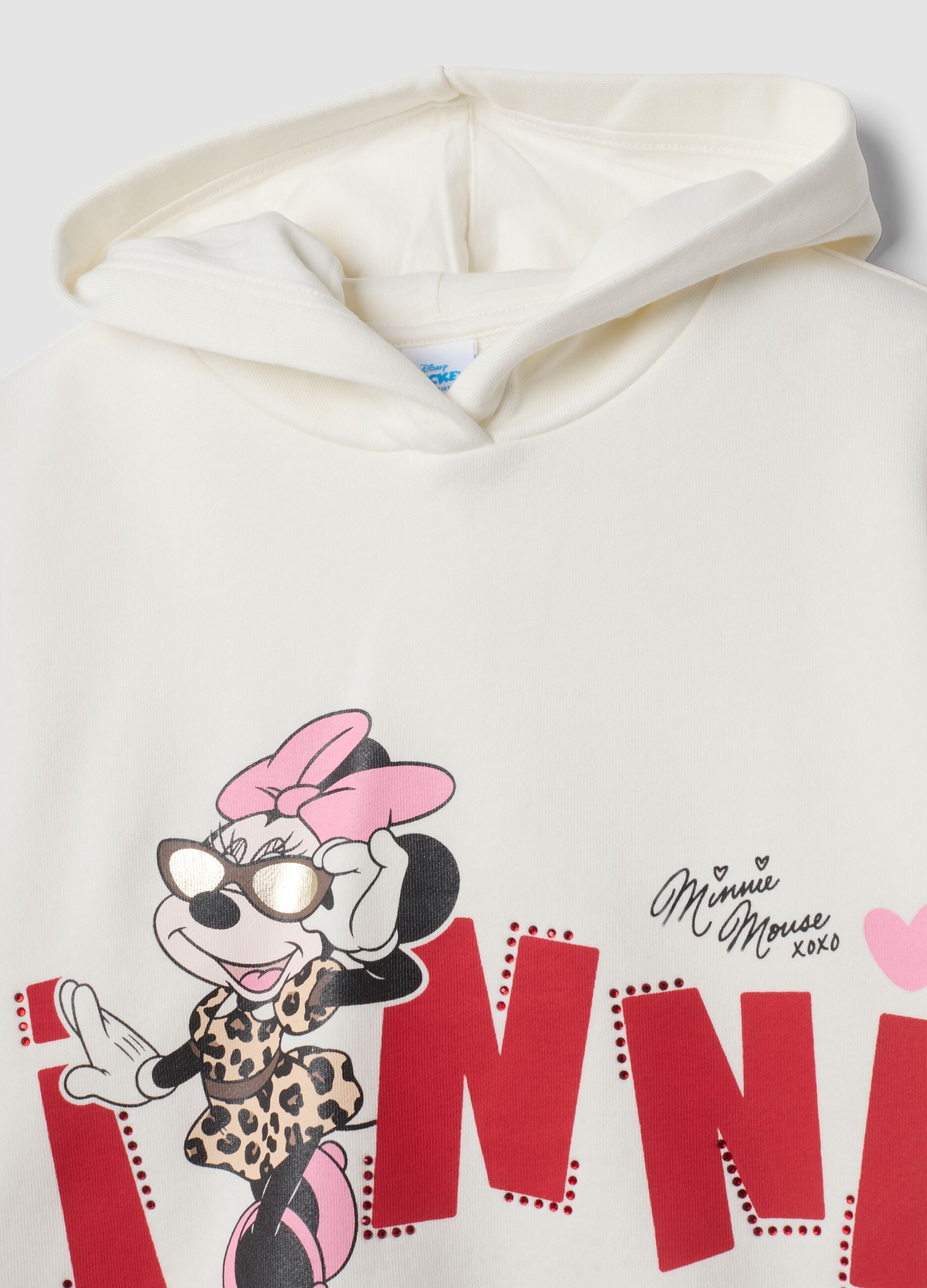 White cotton-blend Minnie print jogging set, regular fit