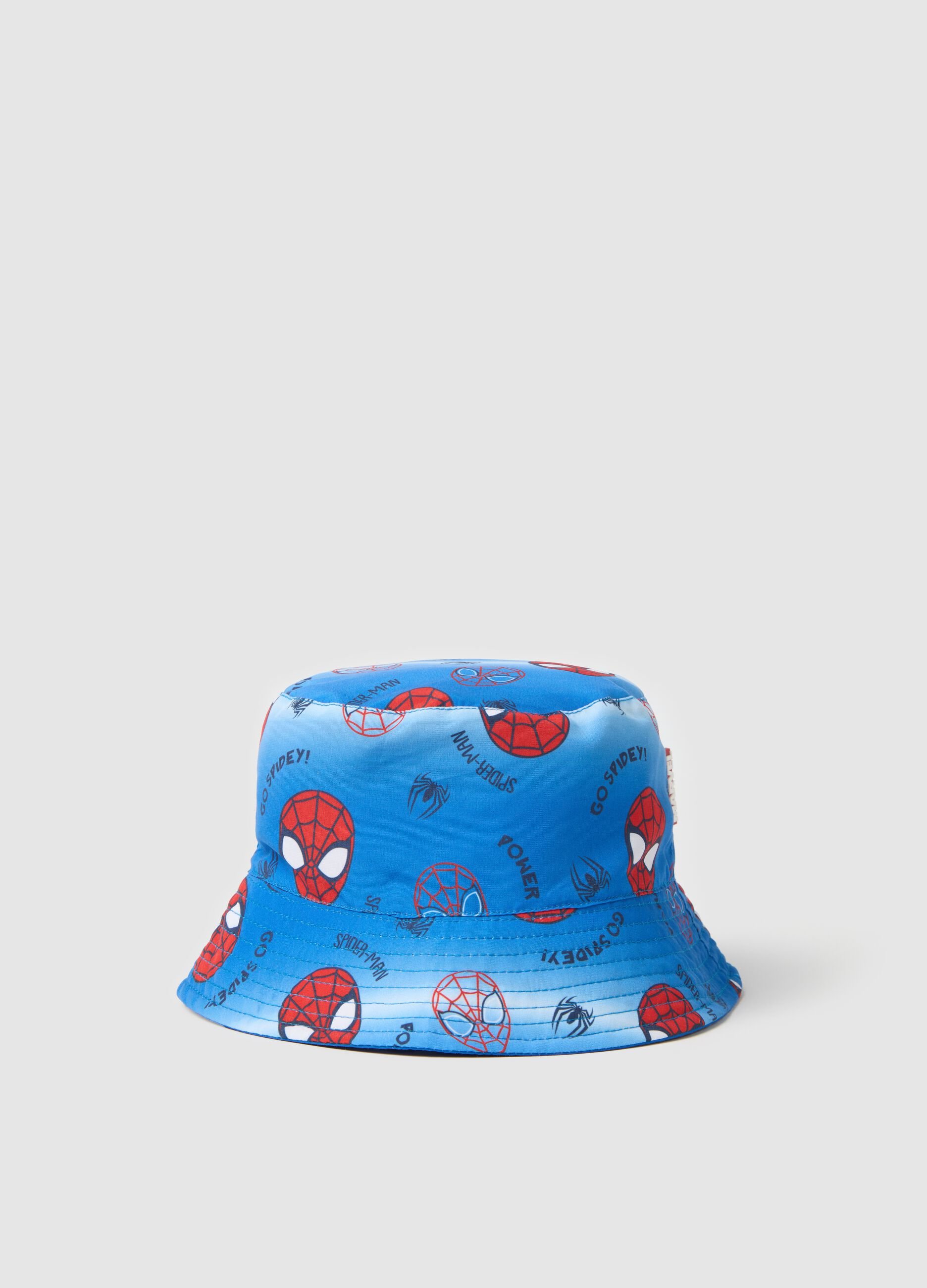 Blue fishing hat with Spider-Man print