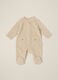 Beige cotton blend baby romper_0