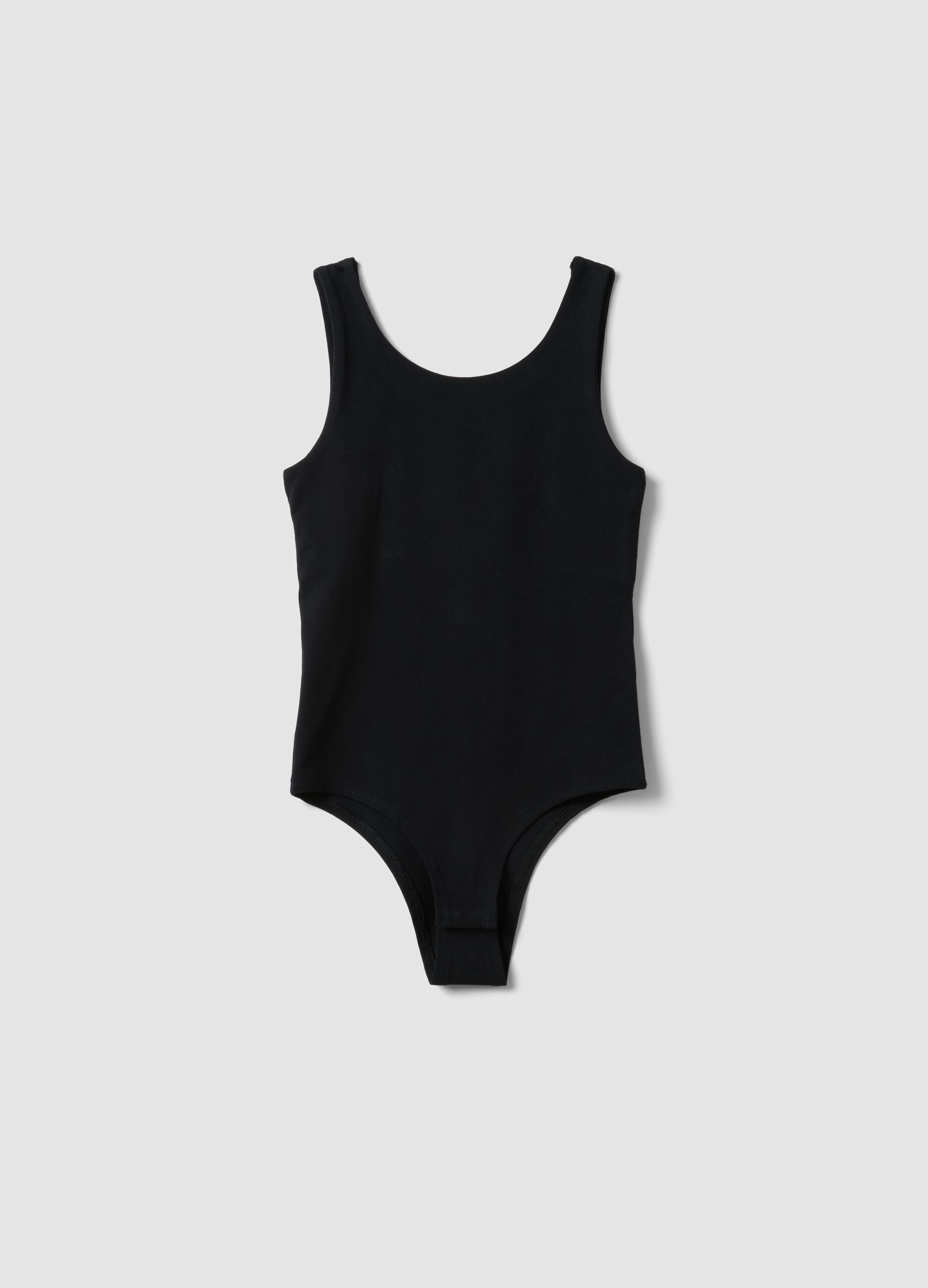 Girls&rsquo; black fitted stretch cotton bodysuit