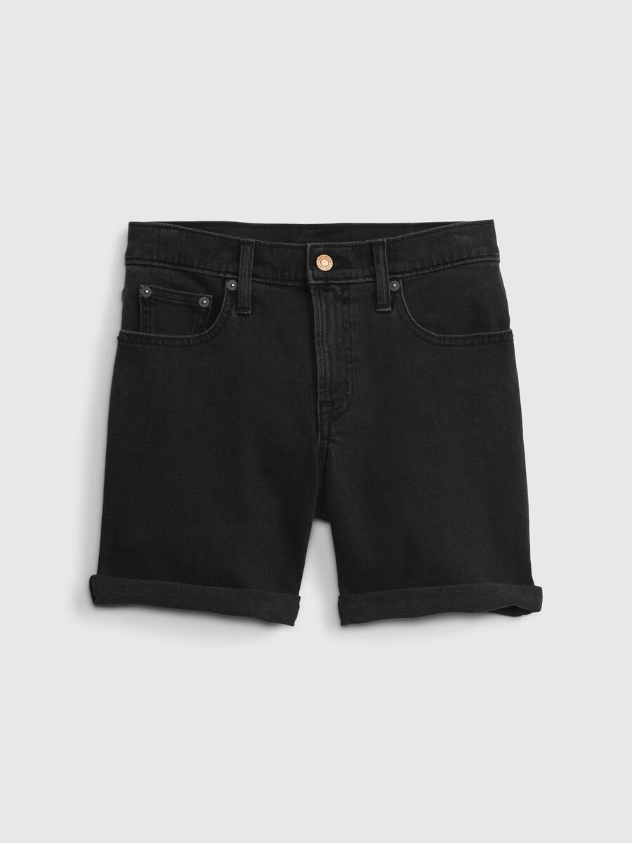 Stretch denim girlfriend shorts_3