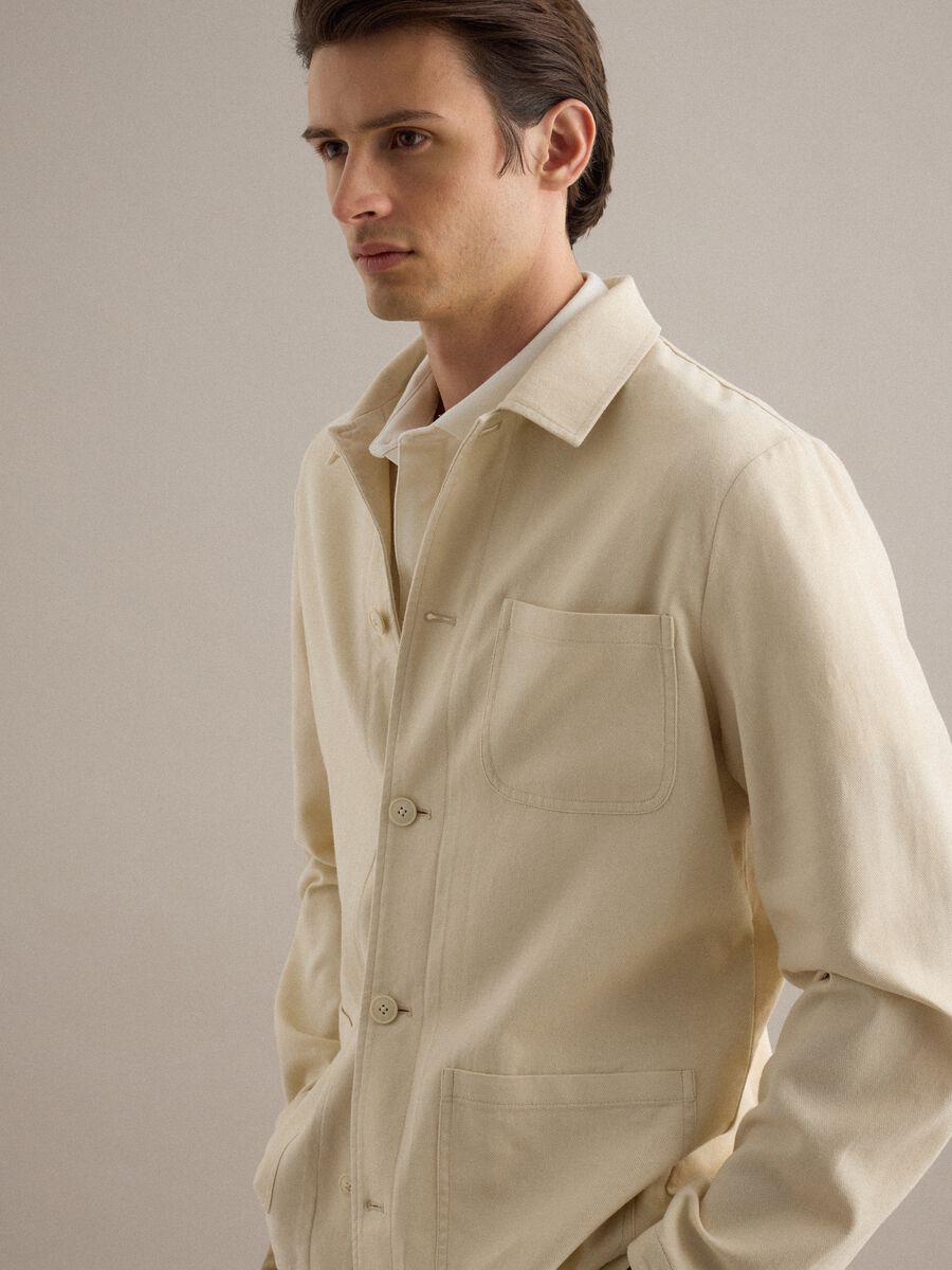 Giacca in misto lino e cotone bianca regular fit_3