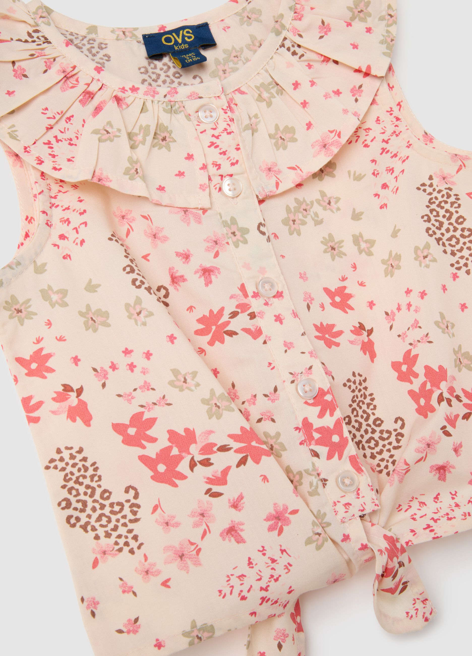 Completo da bambina in misto cotone con pantaloncini multicolor