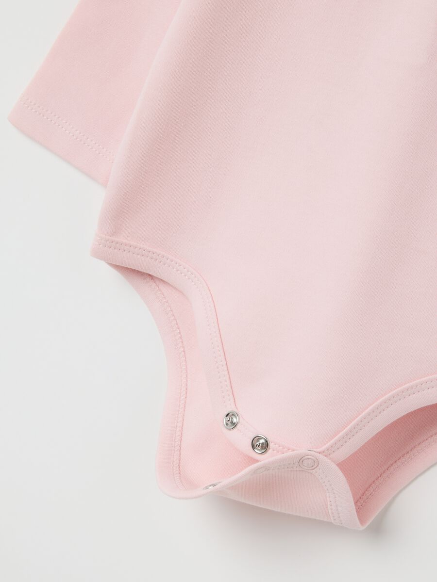 Newborn's pink pure cotton bodysuit with fancy collar_2