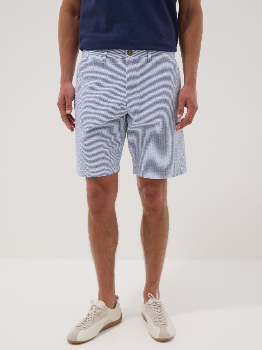 Light blue stretch cotton chino shorts_1