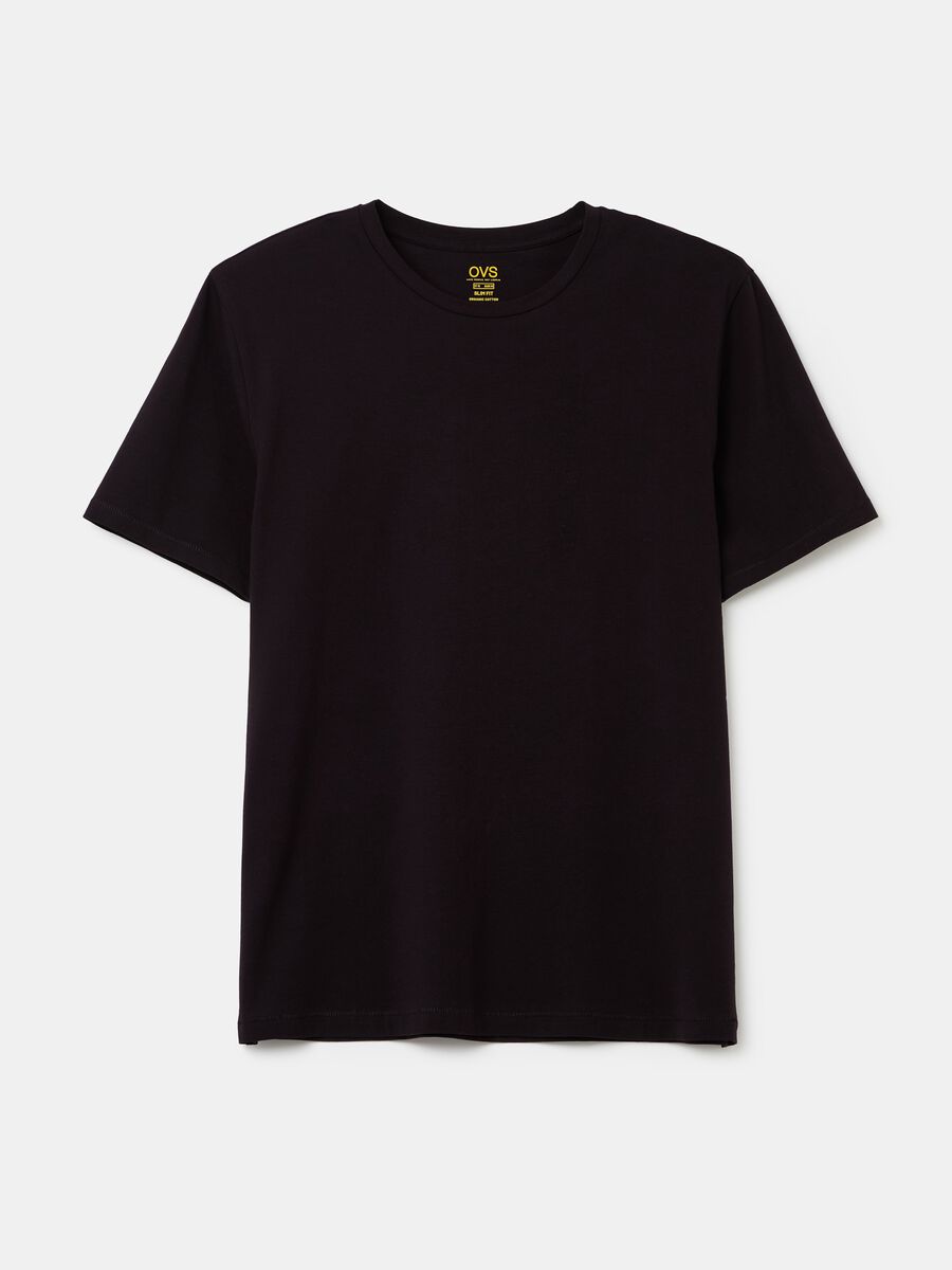 Stretch cotton T-shirt with crew-neck_4