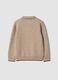 Beige regular-fit polo-collar jumper with ribbed trims_1