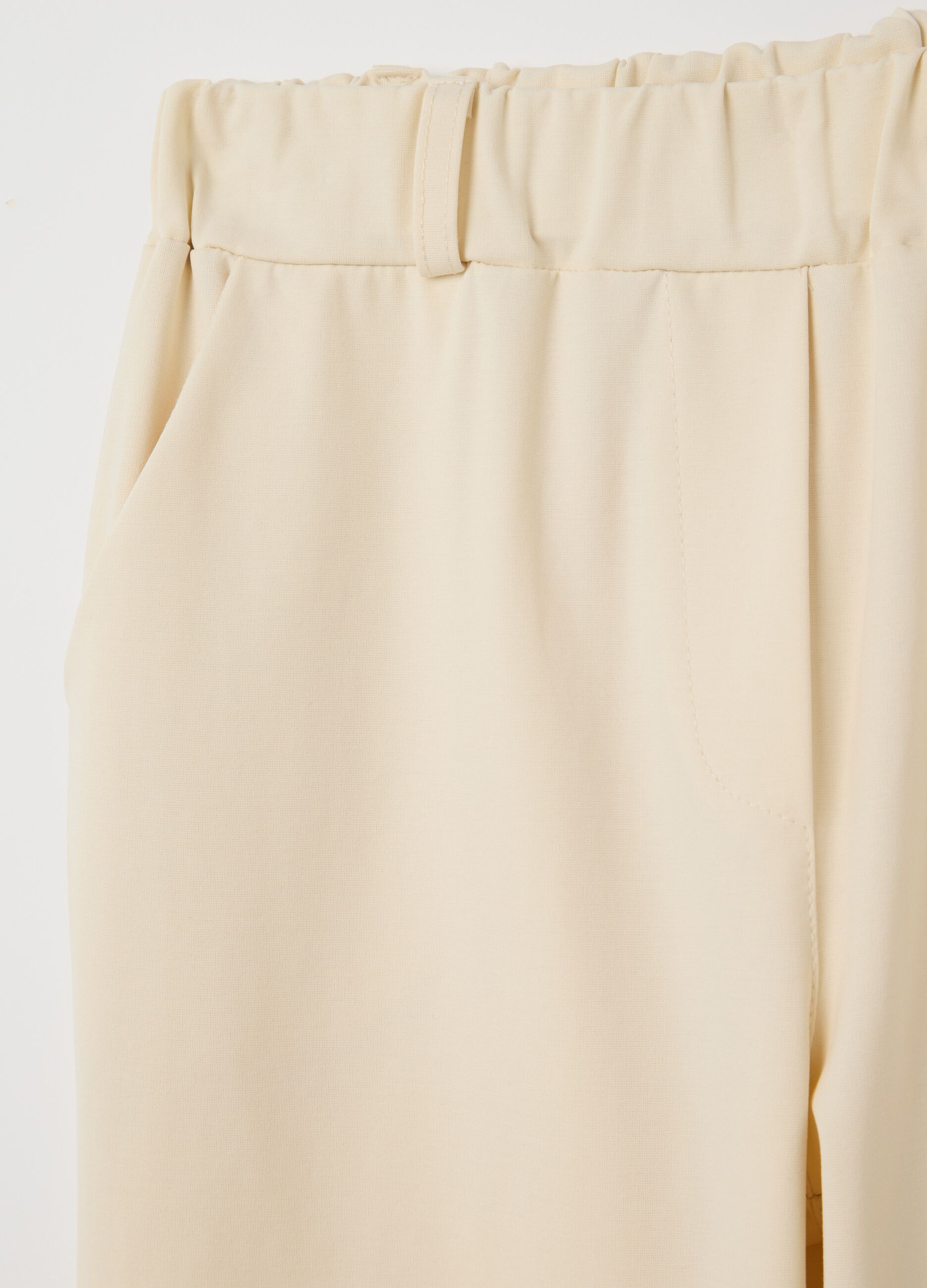 Beige regular-fit stretch trousers