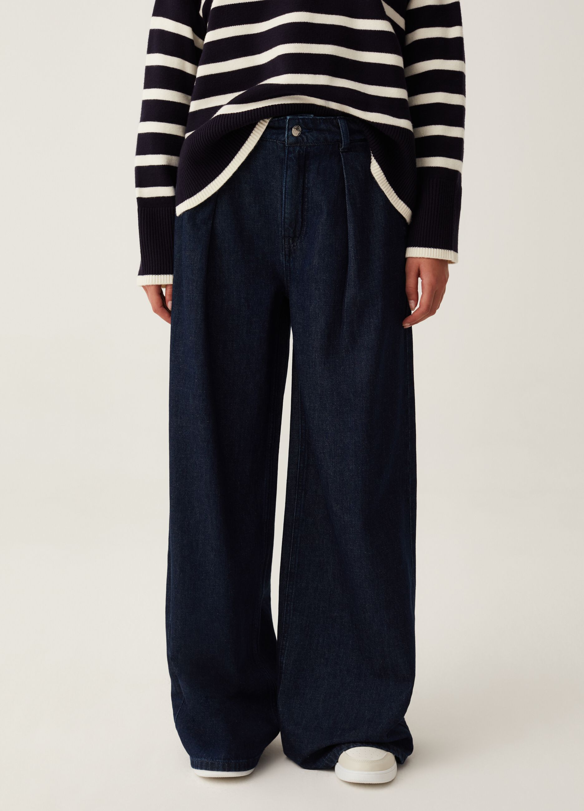 Jeans wide leg con pinces_1