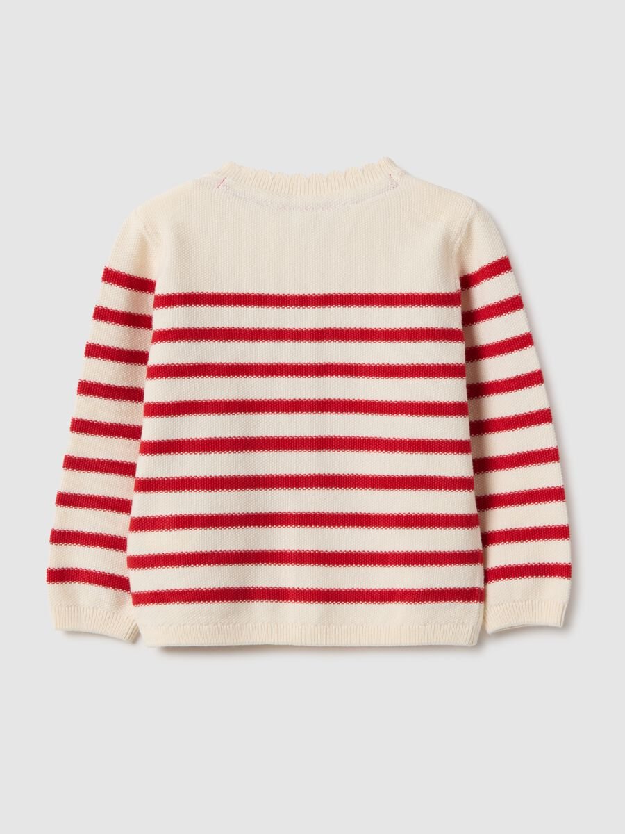 Girls' multicolour striped cardigan in pure cotton, regular fit_1