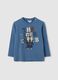 Children's blue pure cotton T-shirt with print_0