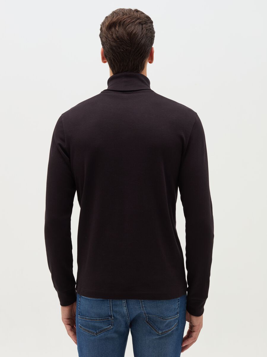 Interlock cotton T-shirt with high neck_2