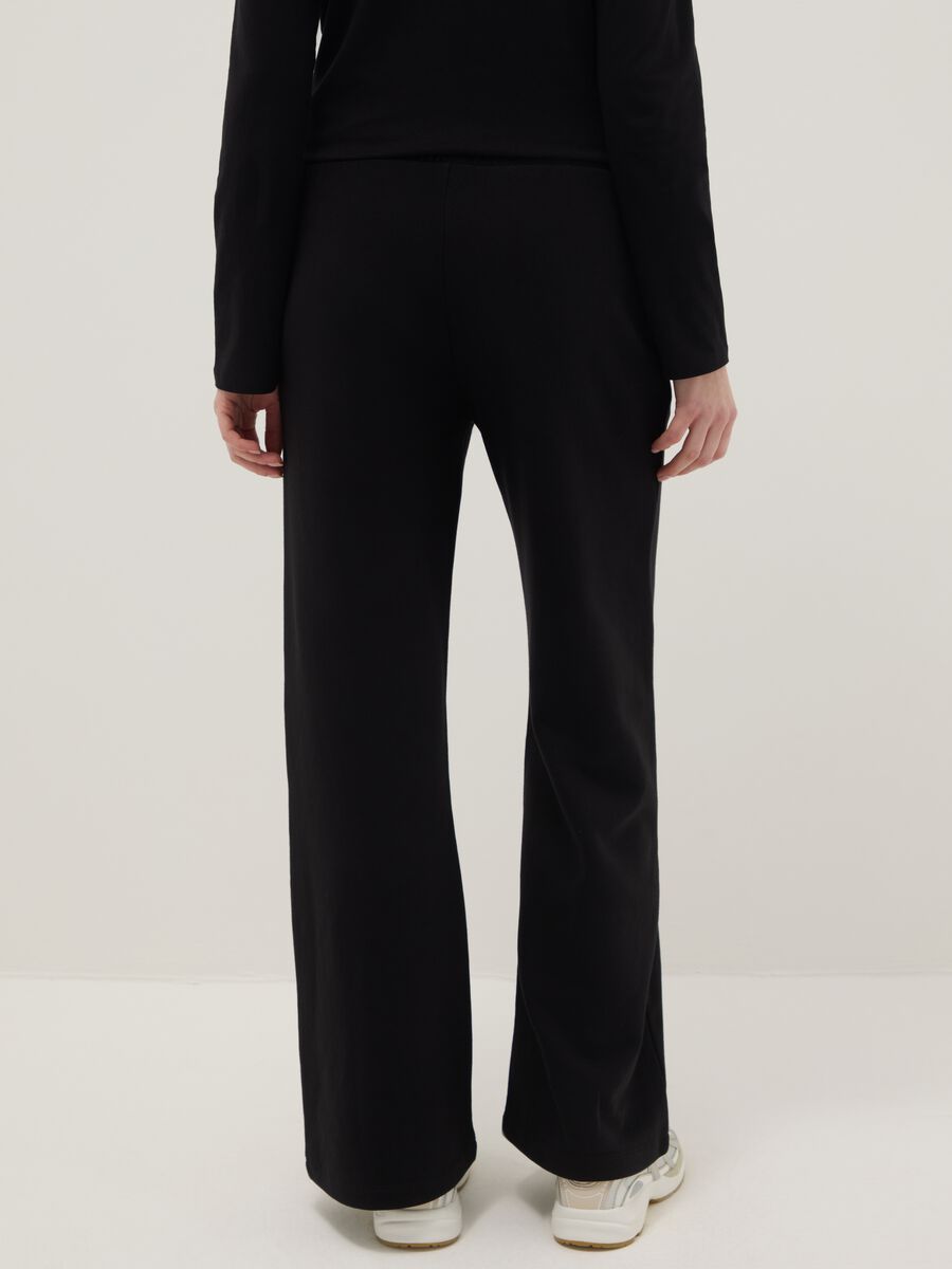 Black Cotton Blend Jogger Trousers, Regular Fit_2