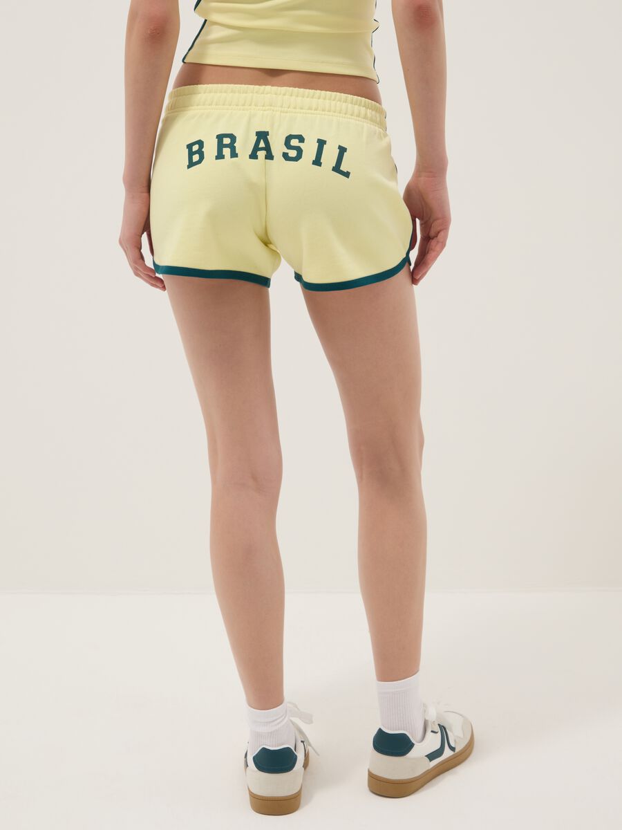 Shorts gialli in puro cotone con vita elasticizzata regular fit_2