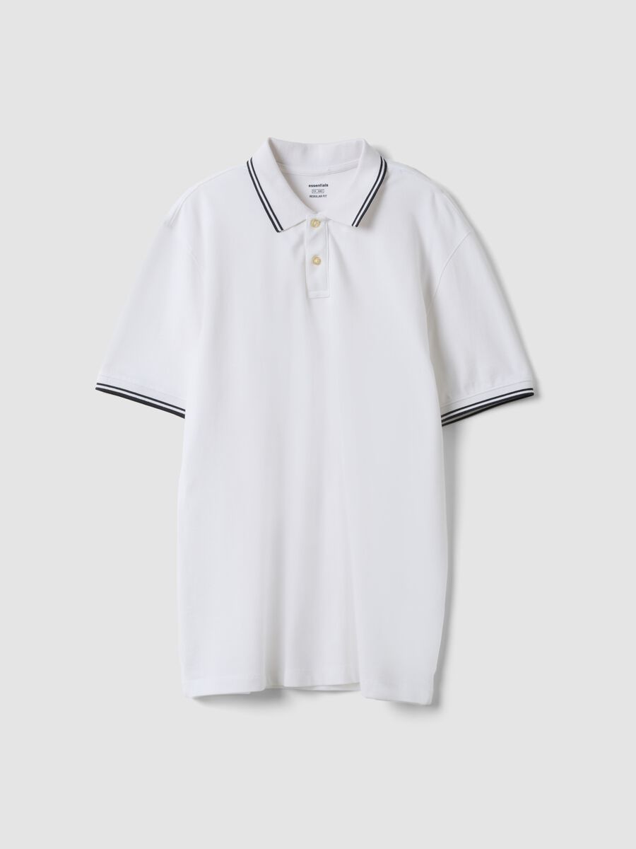 White stretch cotton polo shirt, regular fit_4