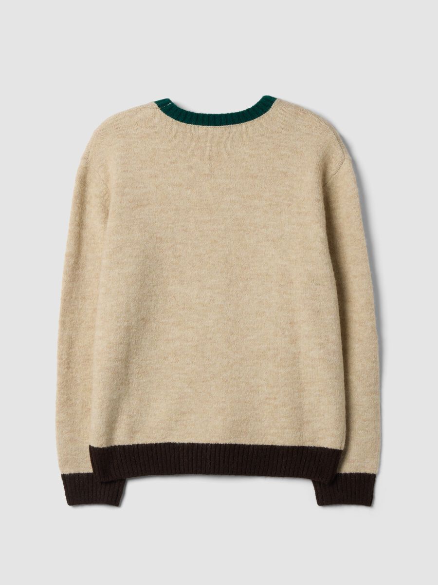Maglione beige girocollo in lana e alpaca elasticizzate regular fit_2