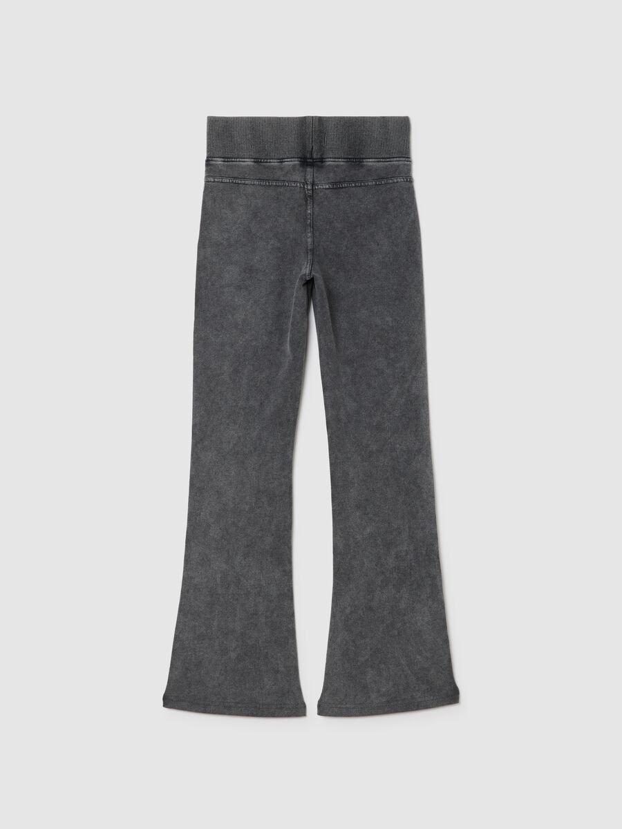 Grey Stretch Flare Trousers_1