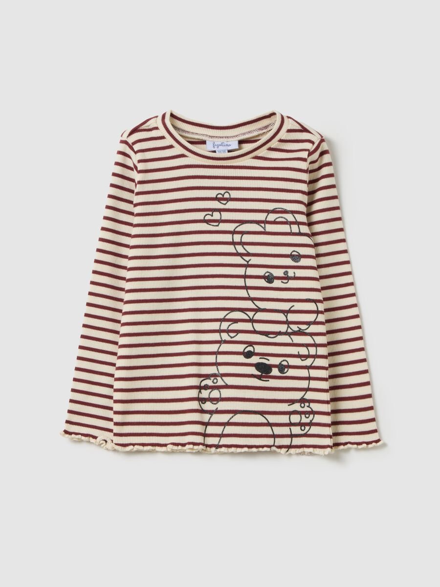 Striped stretch cotton baby bear T-shirt_0