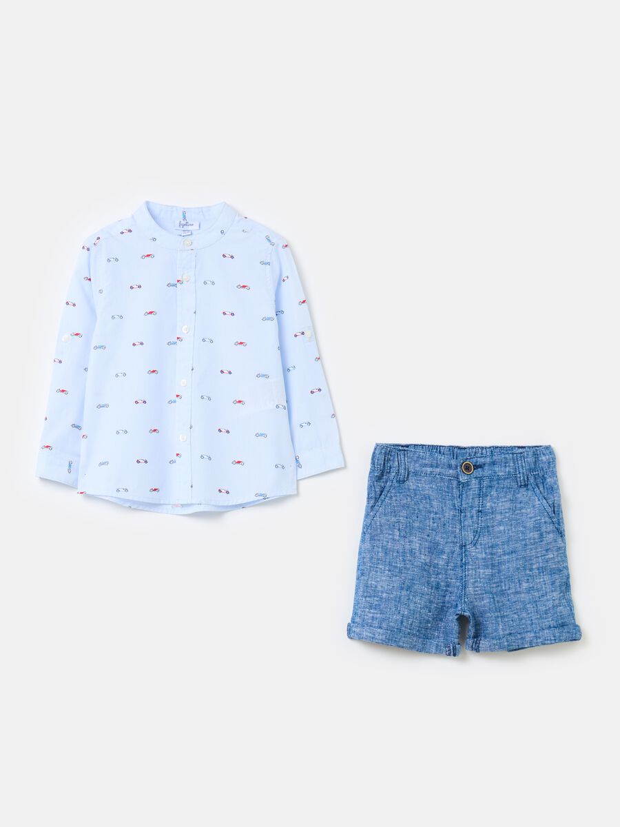 Shirt and Bermuda shorts set with cars print_0