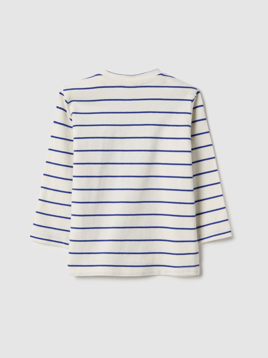 Multicolour striped pure cotton regular fit T-shirt with pocket for child_1