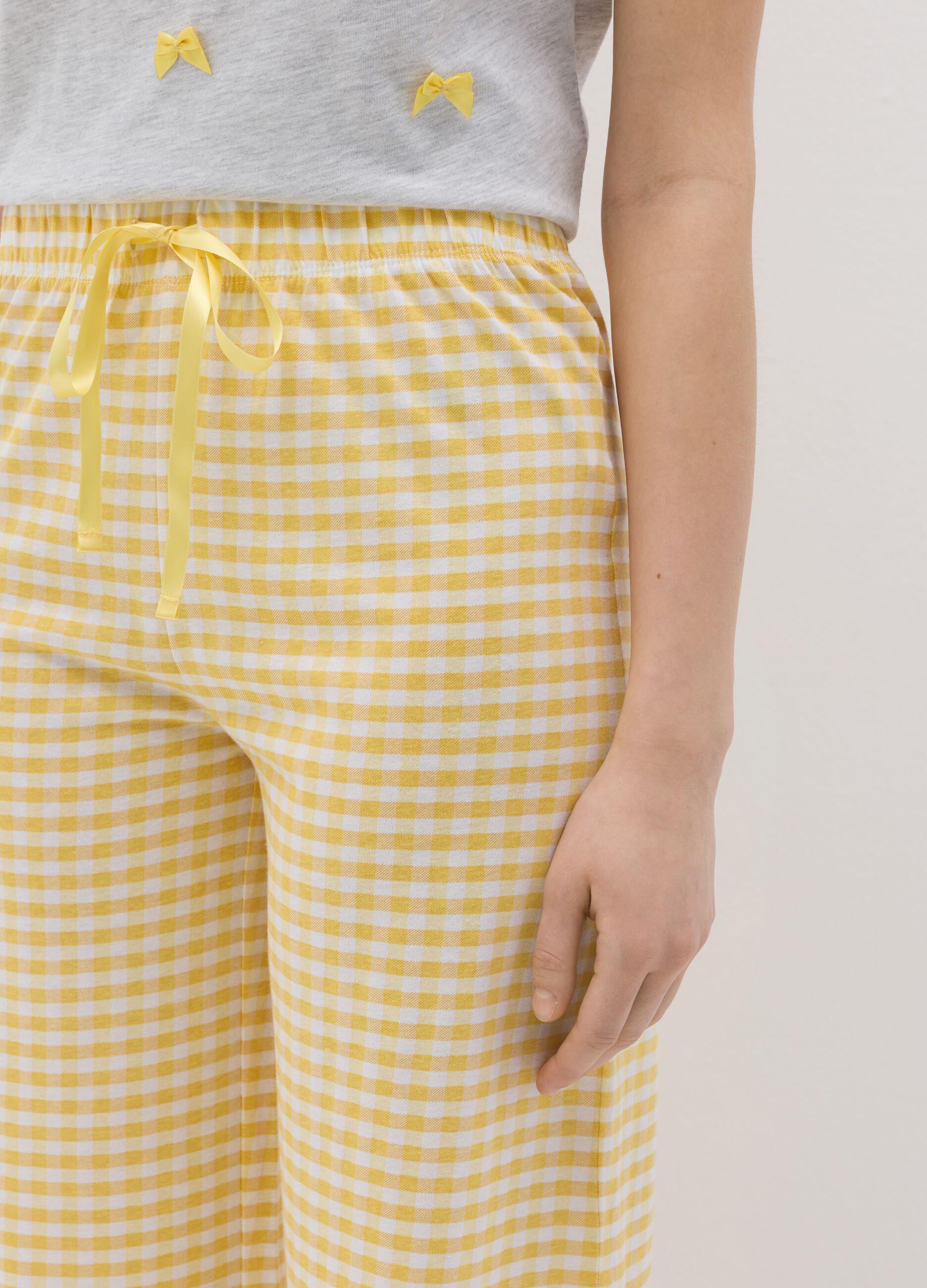 Gingham pyjama trousers with drawstring
