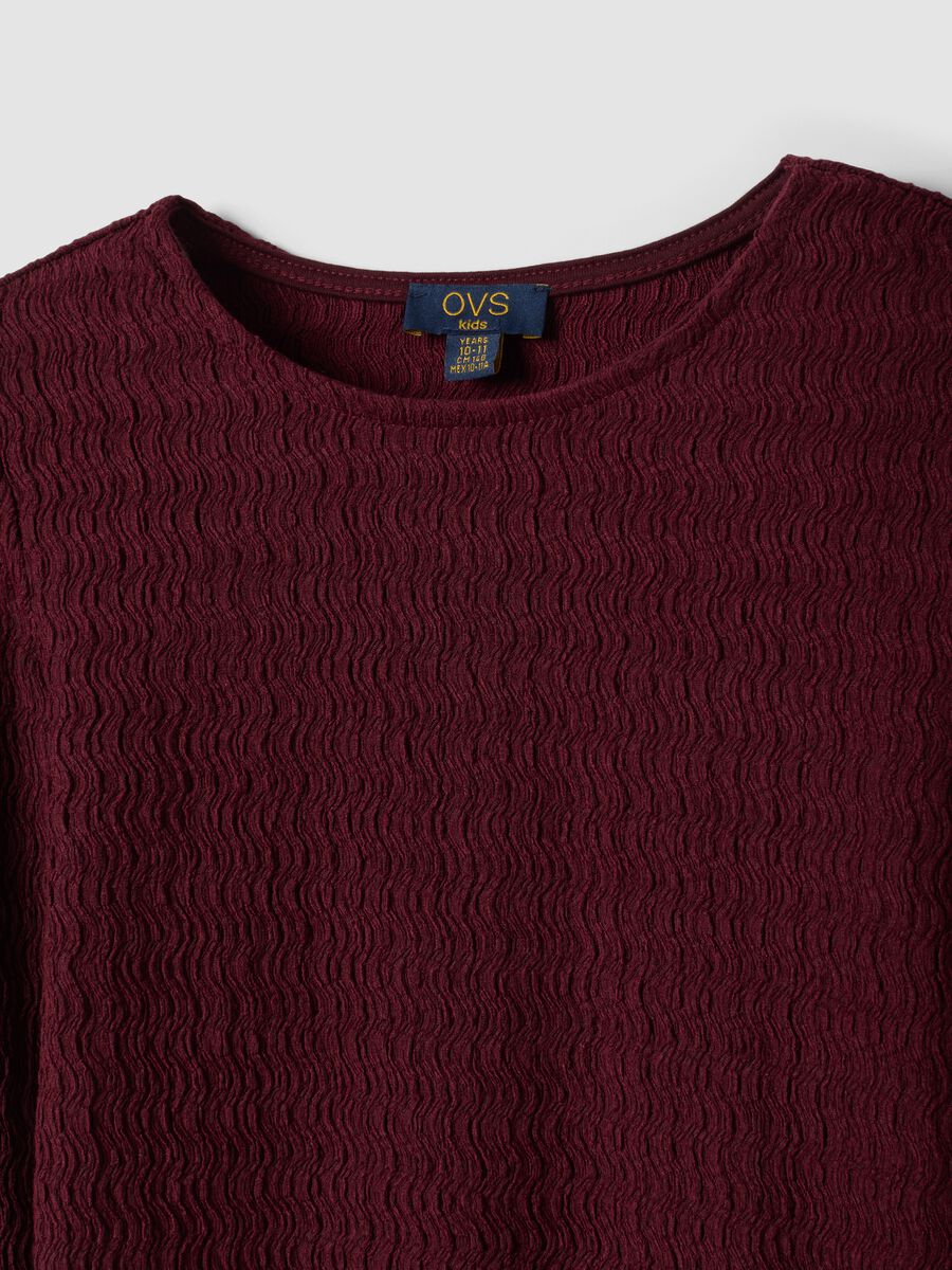 Red long-sleeve stretch crew-neck T-shirt_1