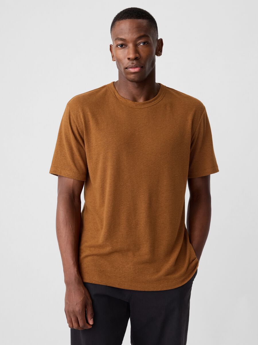 T-shirt in misto lino_0