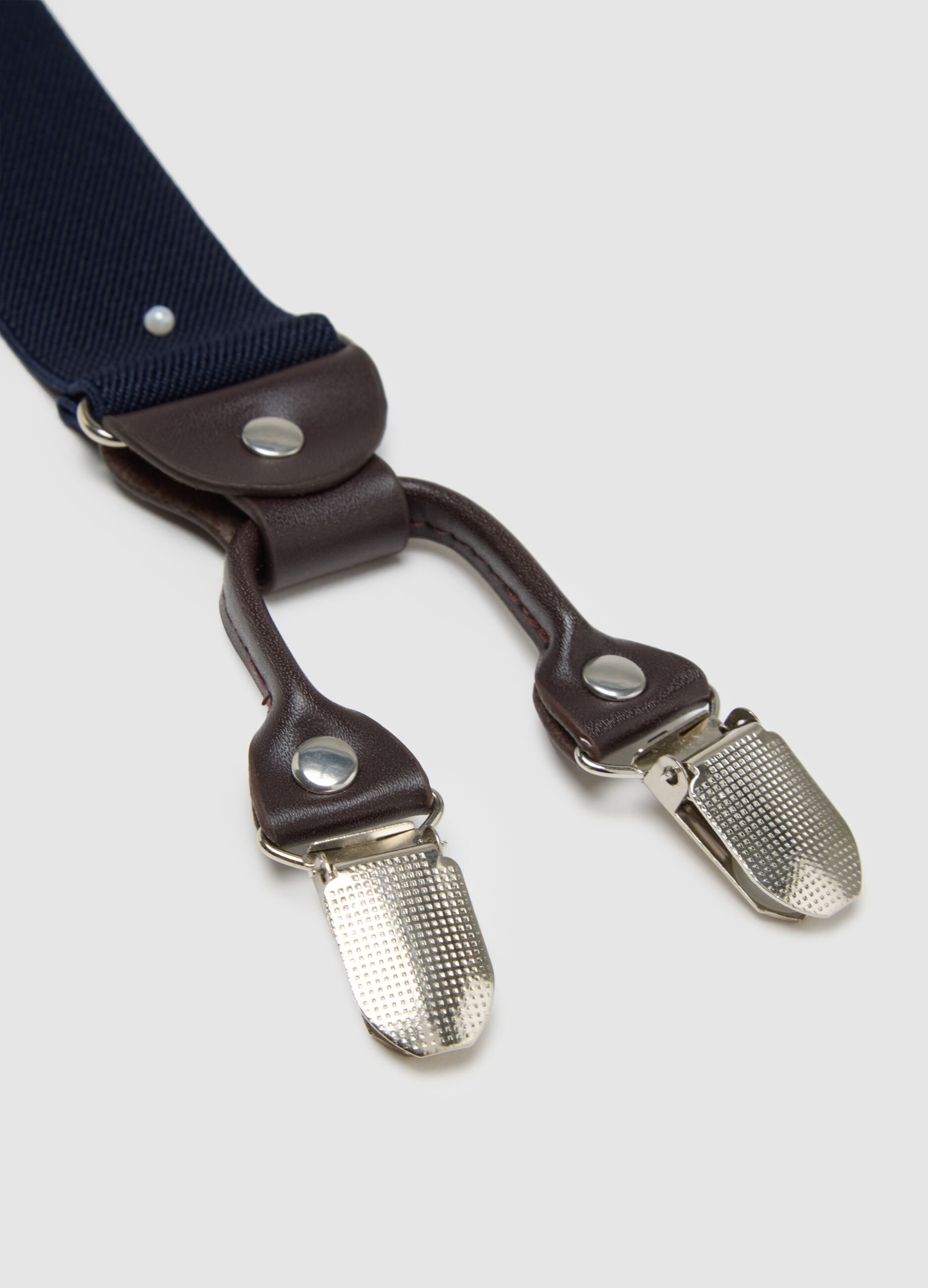 Blue braces with adjustable clips