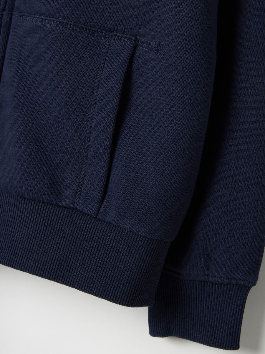 Girls' blue hooded zip sweatshirt in pure cotton regular fit_3