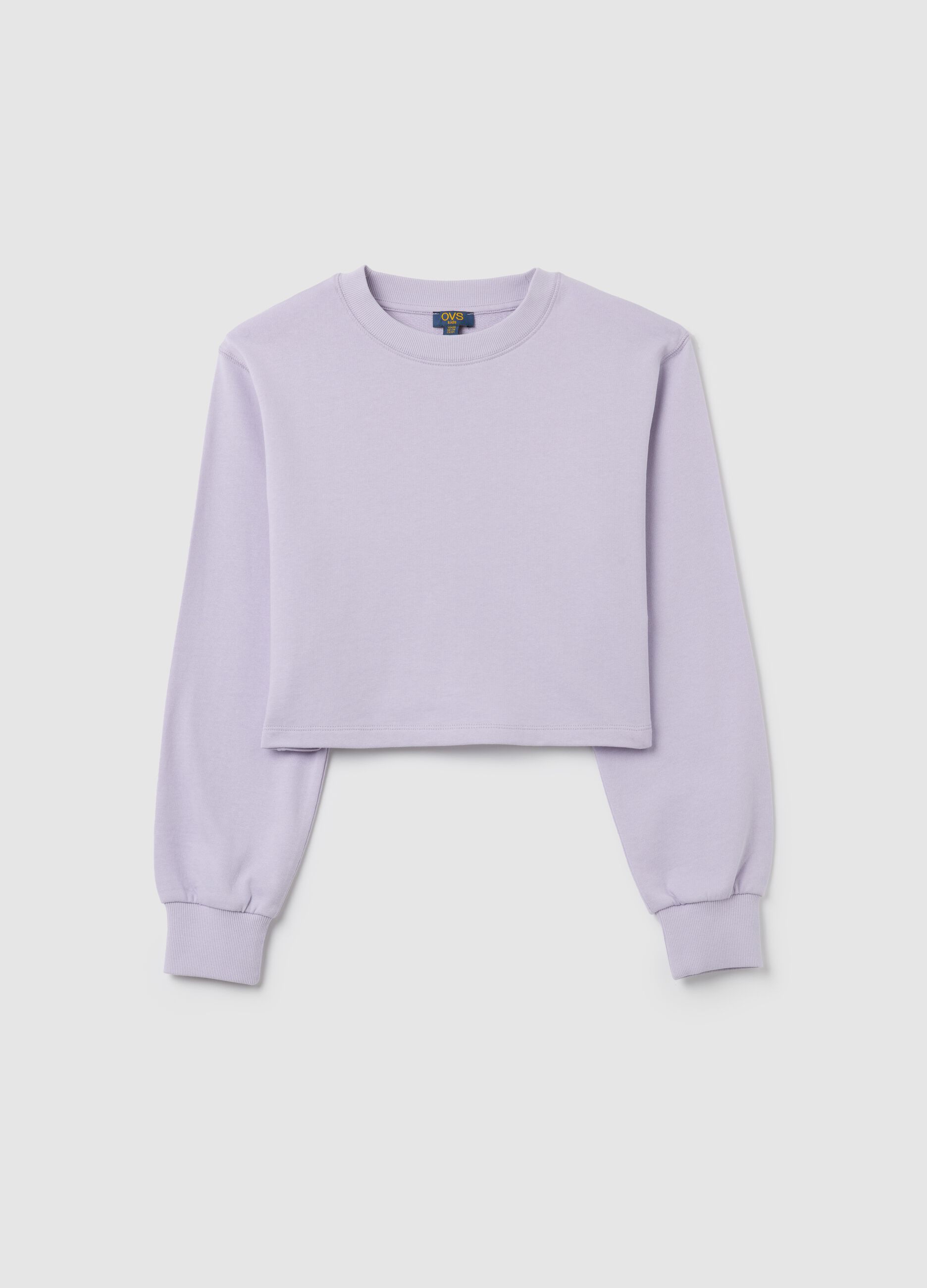 Cropped violet cotton long sleeve top for girls with regular fit