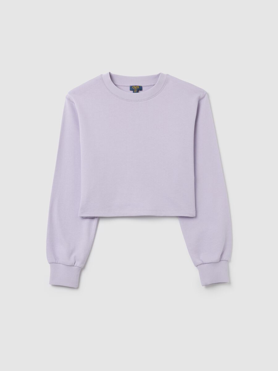 Cropped violet cotton long sleeve top for girls with regular fit_0