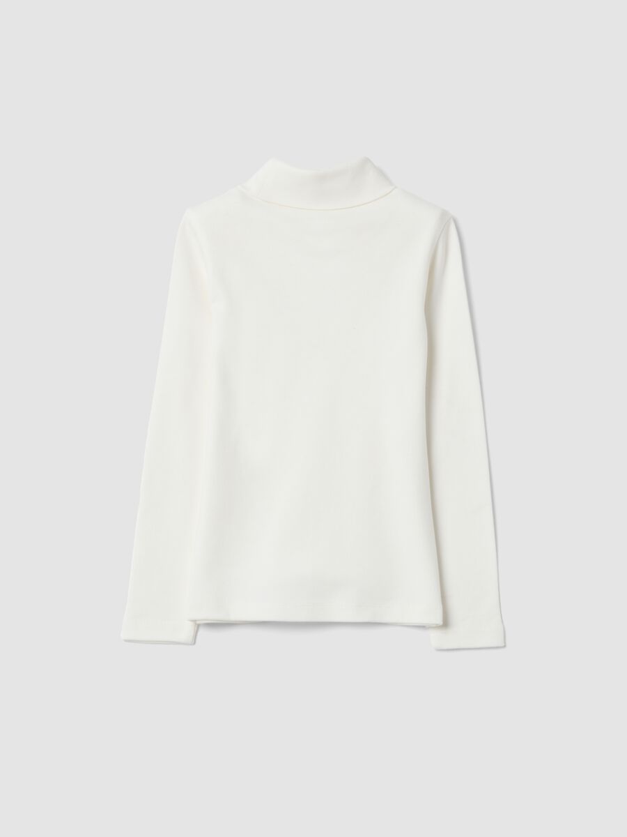 T-shirt bianca dolcevita in puro cotone regular fit_1