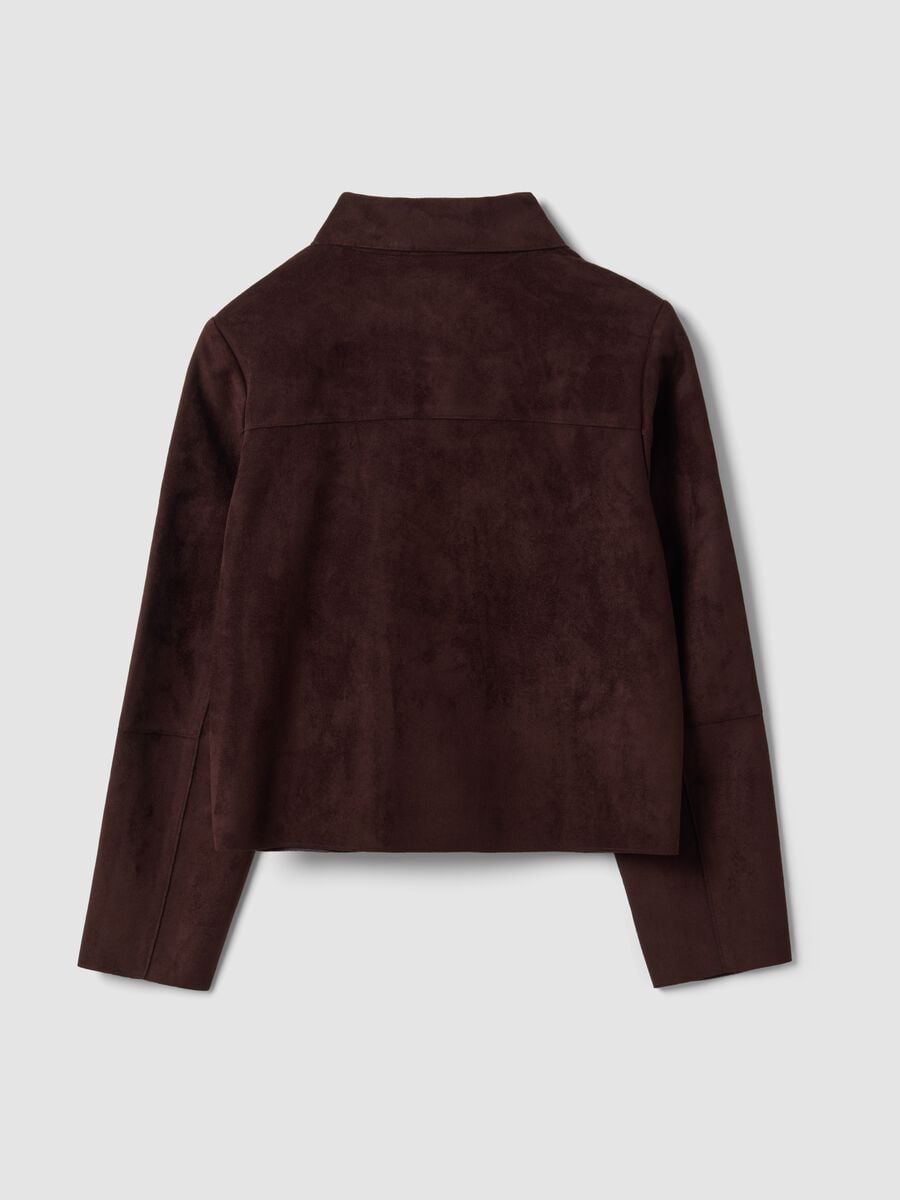 Brown regular-fit shacket with patch pockets_6