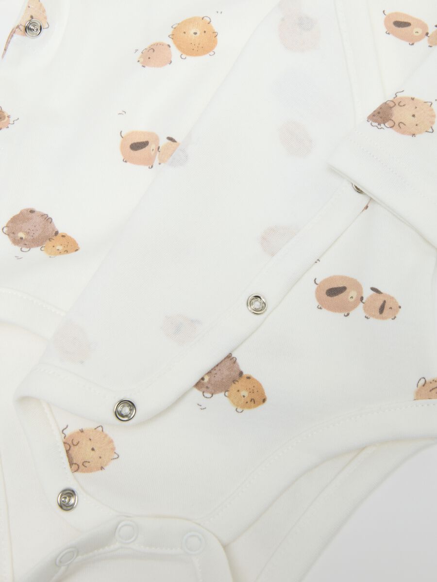 Infant long sleeve white pure cotton bodysuit twin pack with print_3