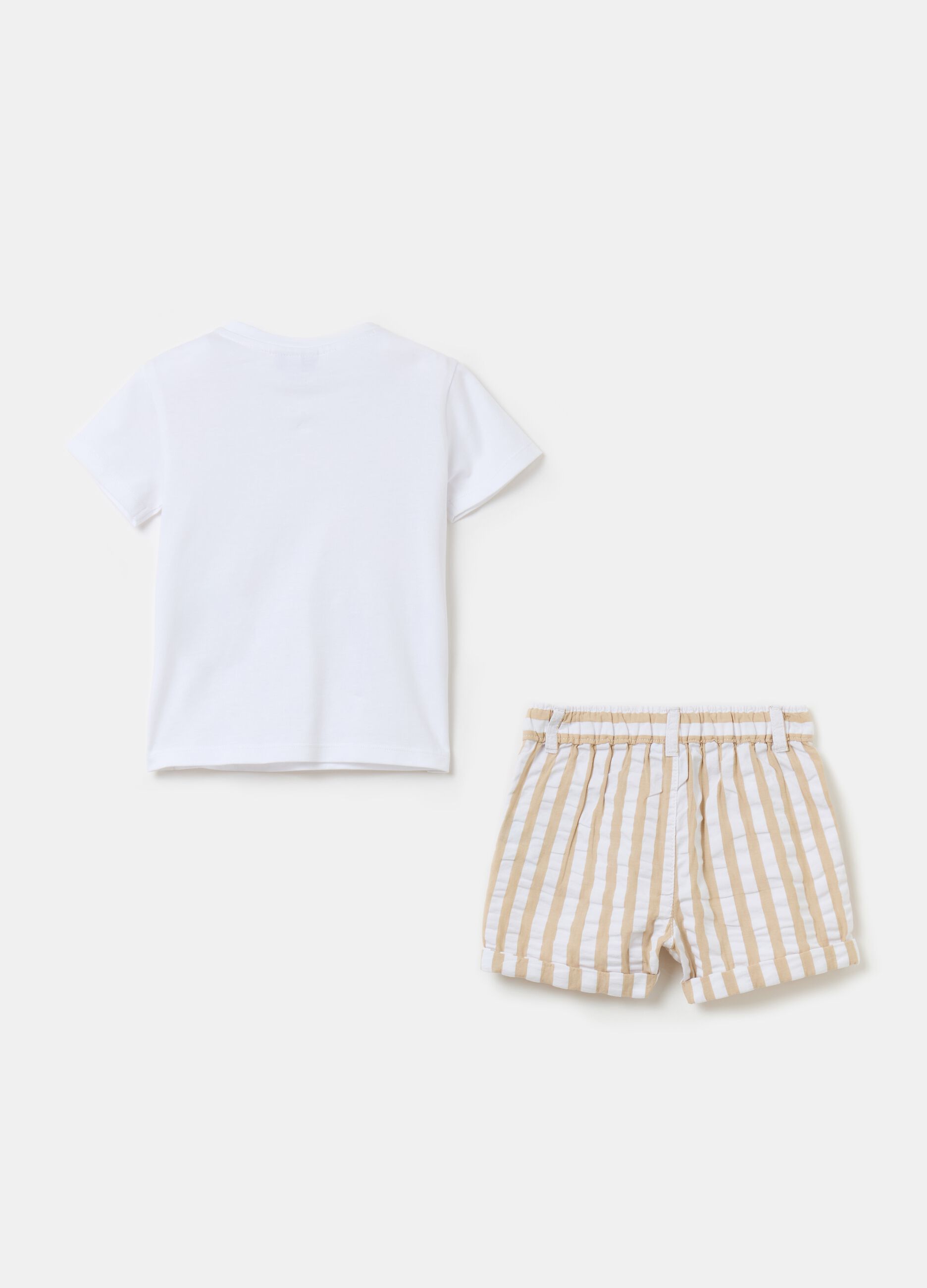 T-shirt with gilet and striped shorts set