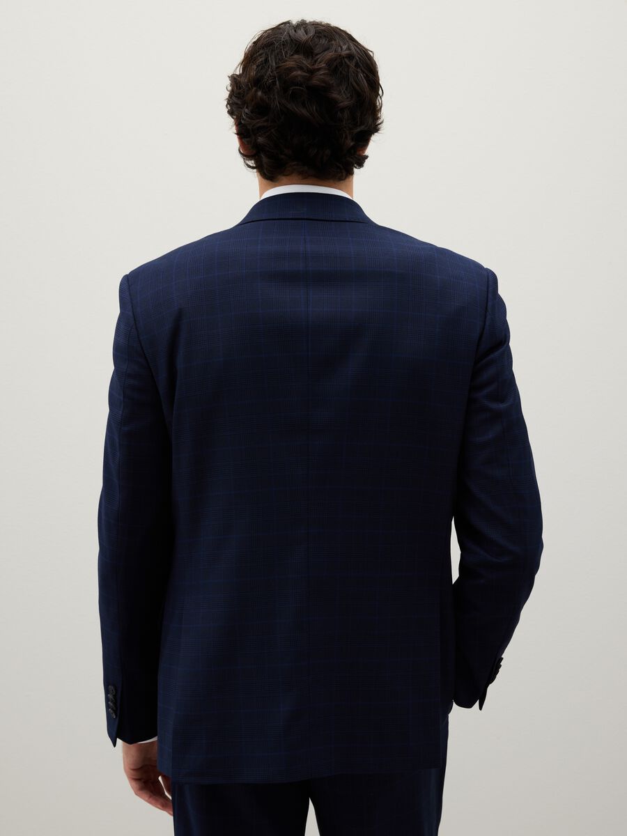 Regular fit blue stretch fabric blazer_4