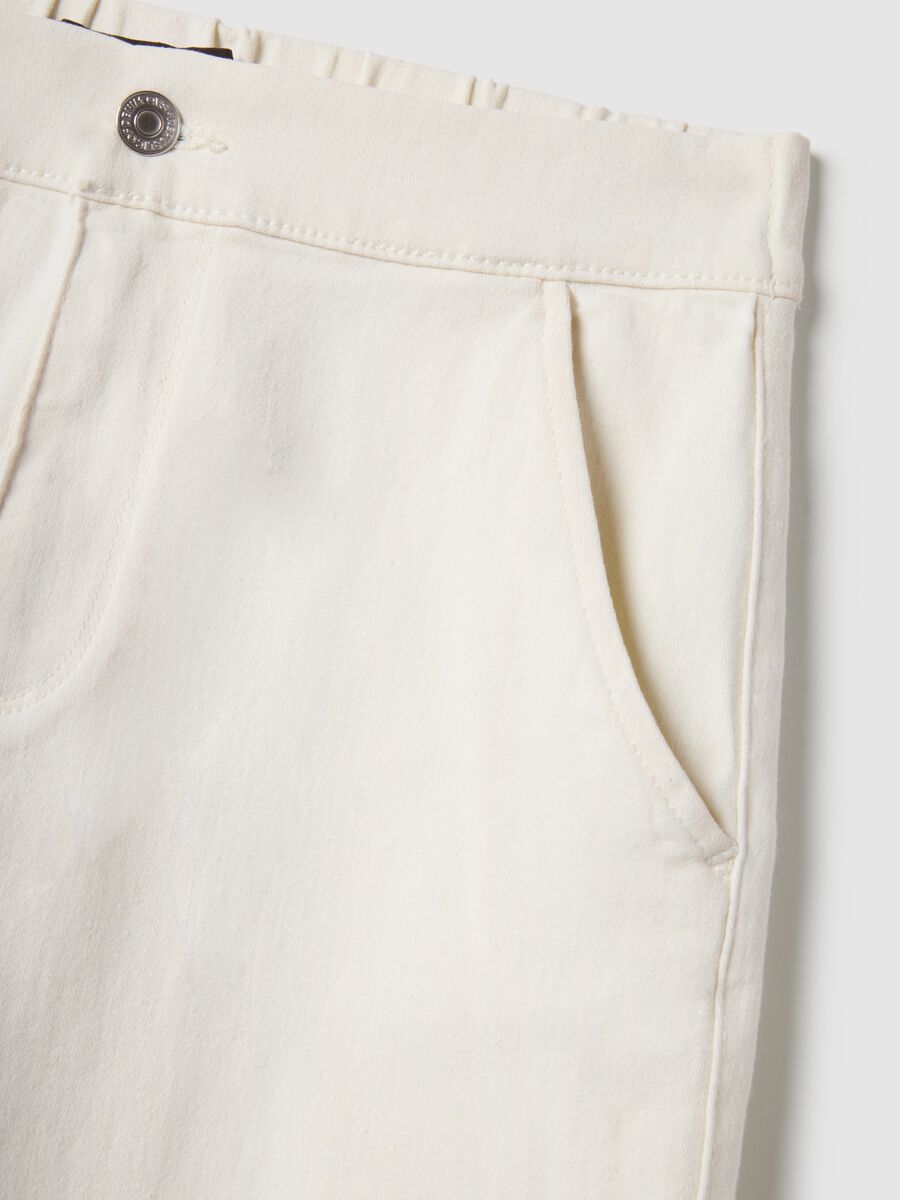 White Slim Fit Cotton Blend Chino Trousers_5