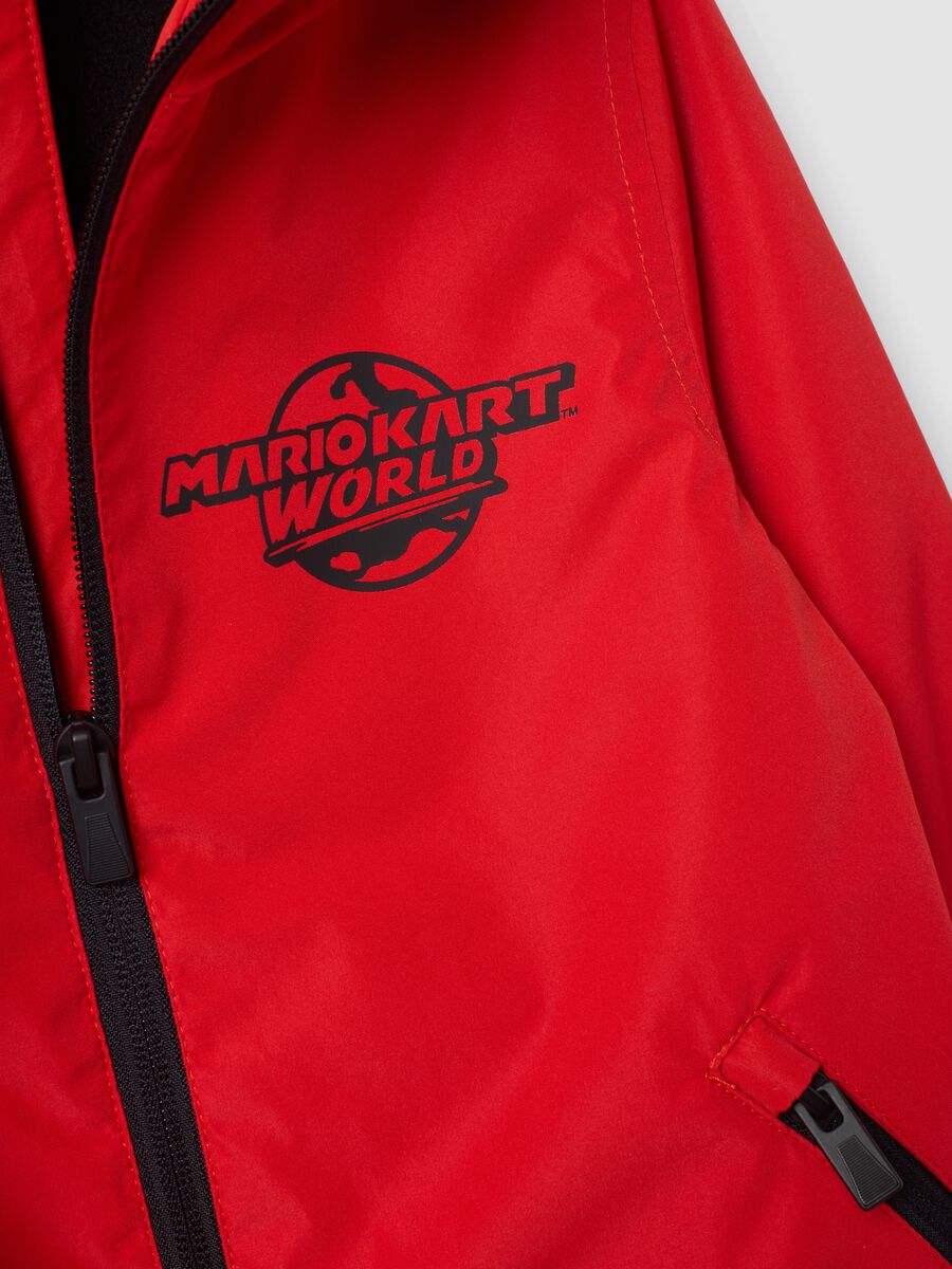Red rain jacket with hood and zip, Mario Kart print_3