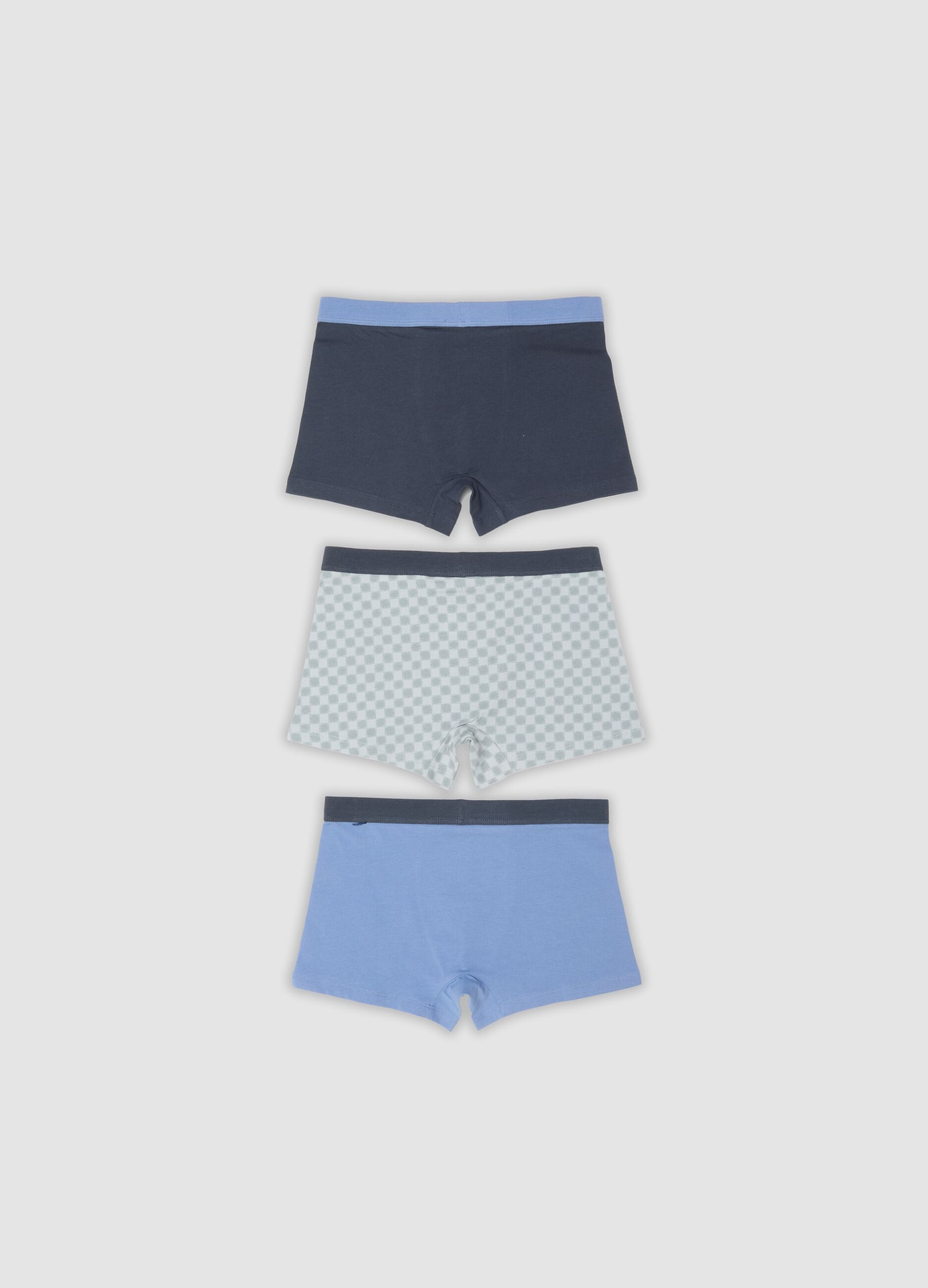 Tripack di boxer multicolor in cotone organico per bambino e ragazzo
