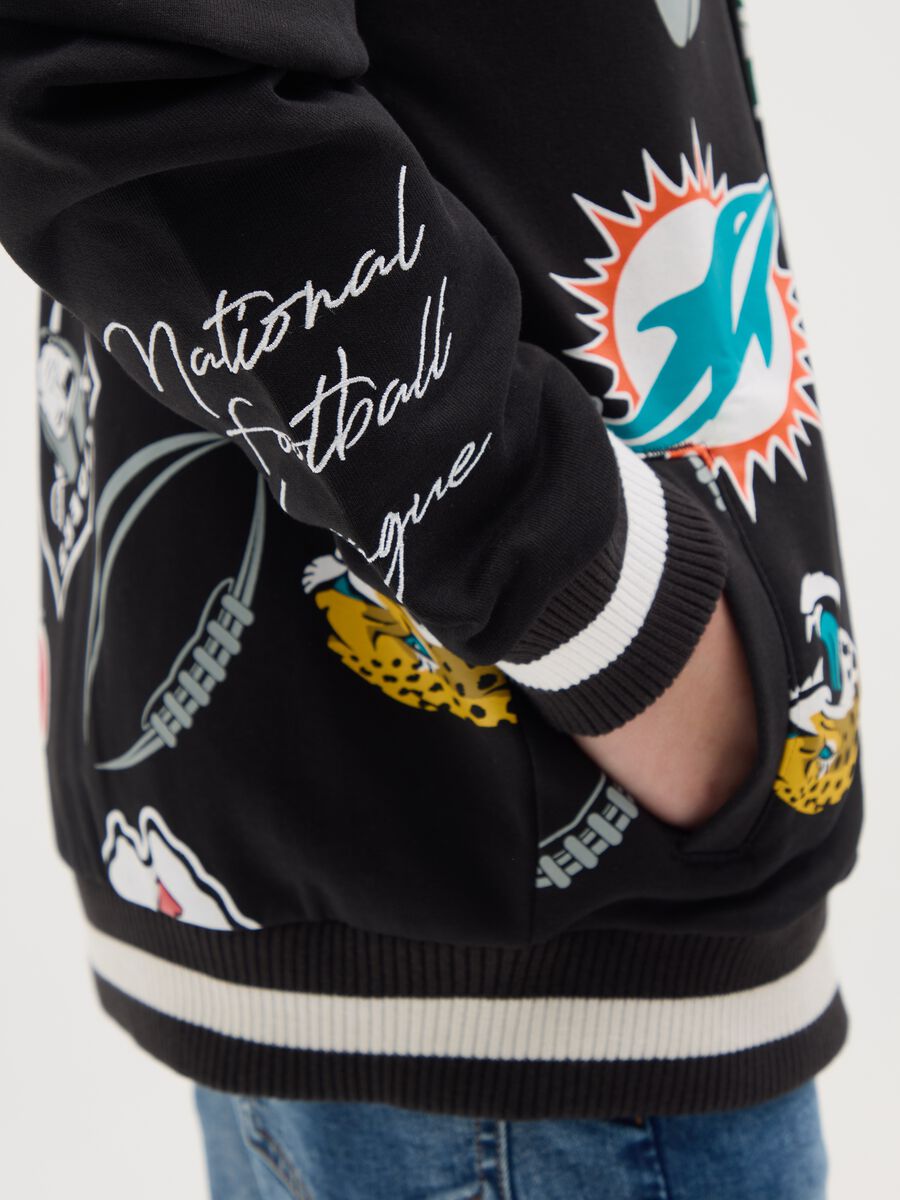 Varsity bomber jacket with all-over NBA team logos print_1