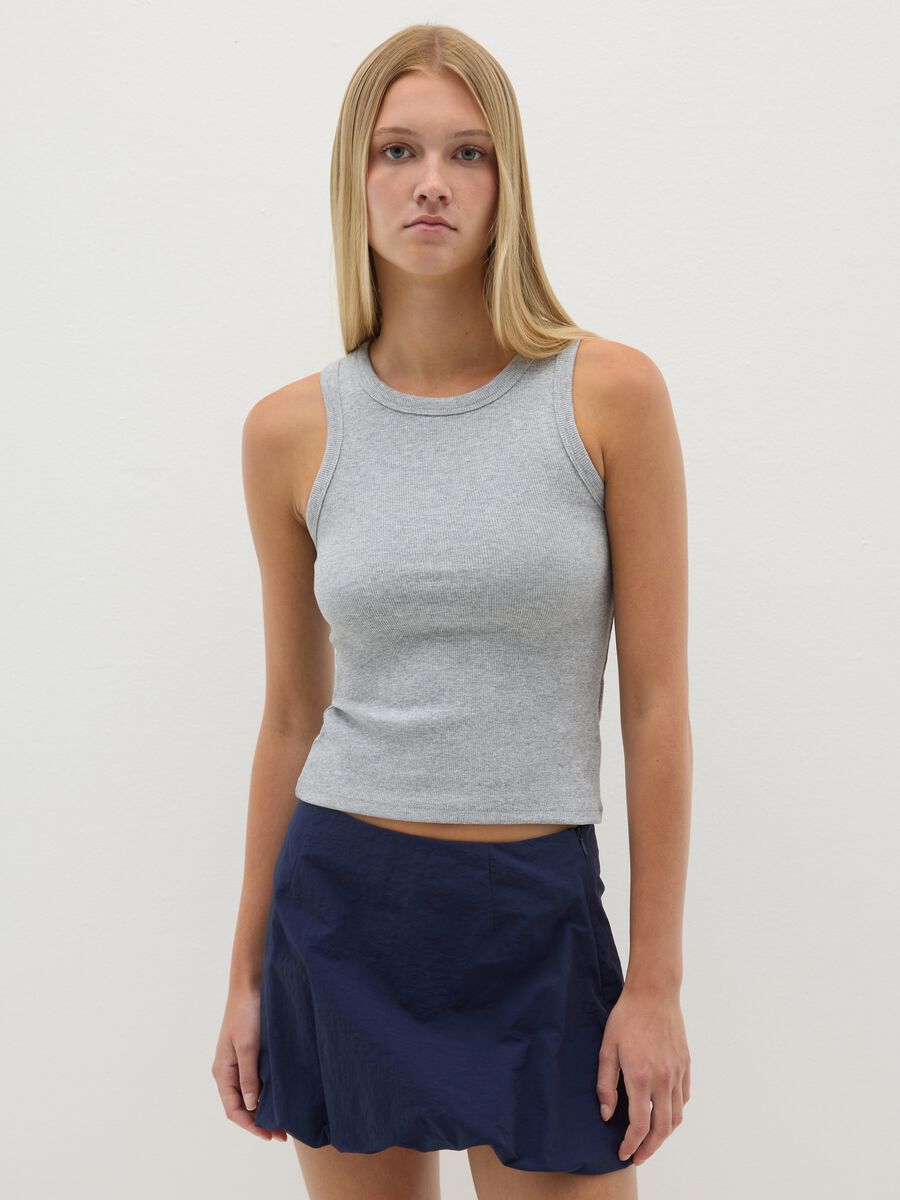 Women's fitted grey cotton blend vest_0