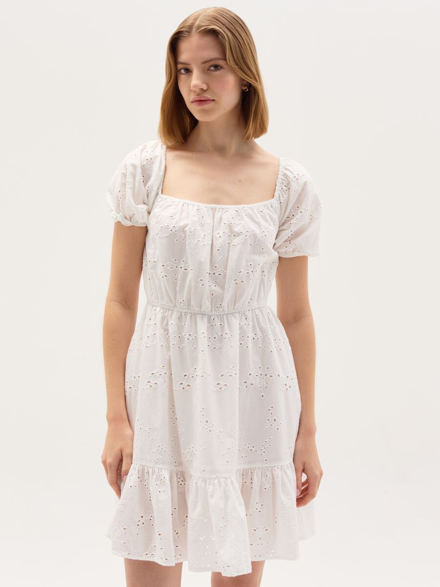 short tiered dress in broderie anglaise_0