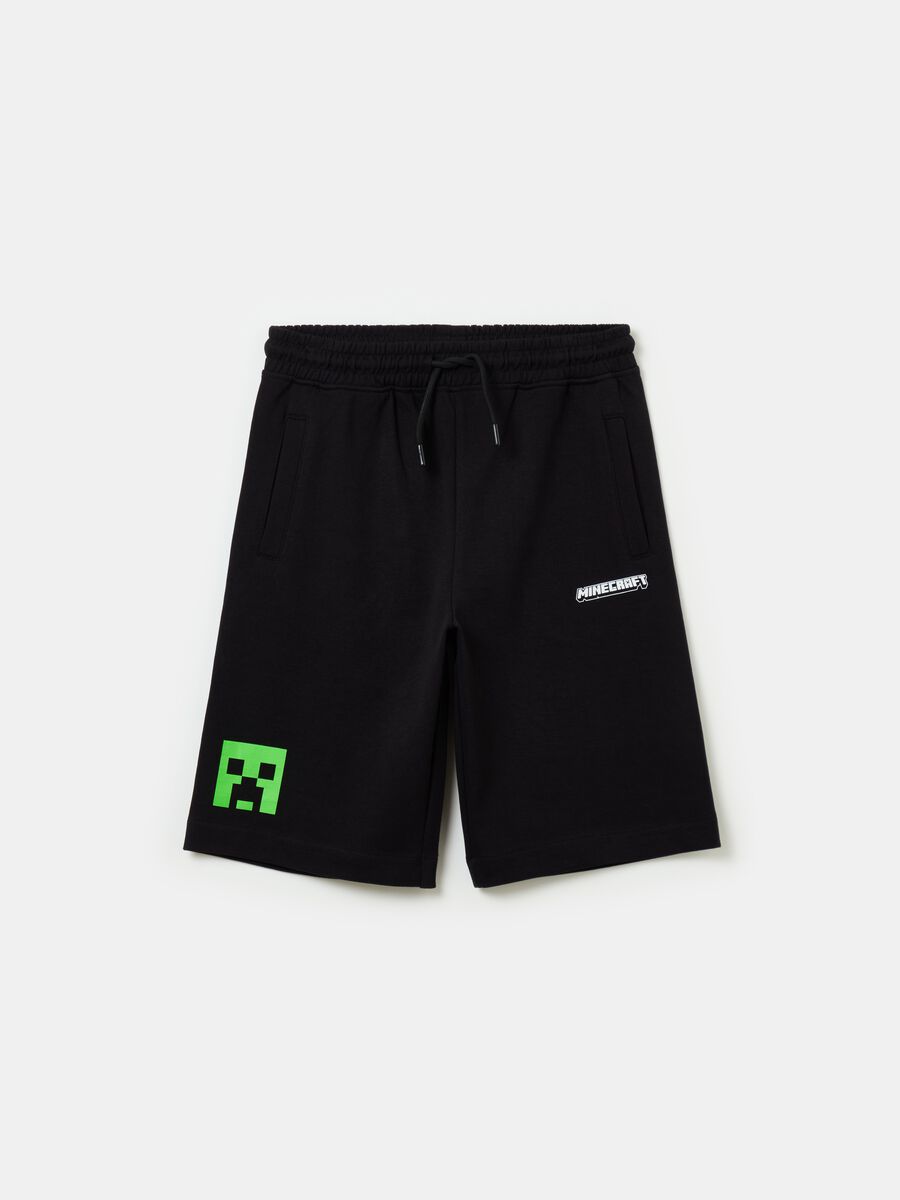 Bermuda shorts with drawstring and Minecraft print_0