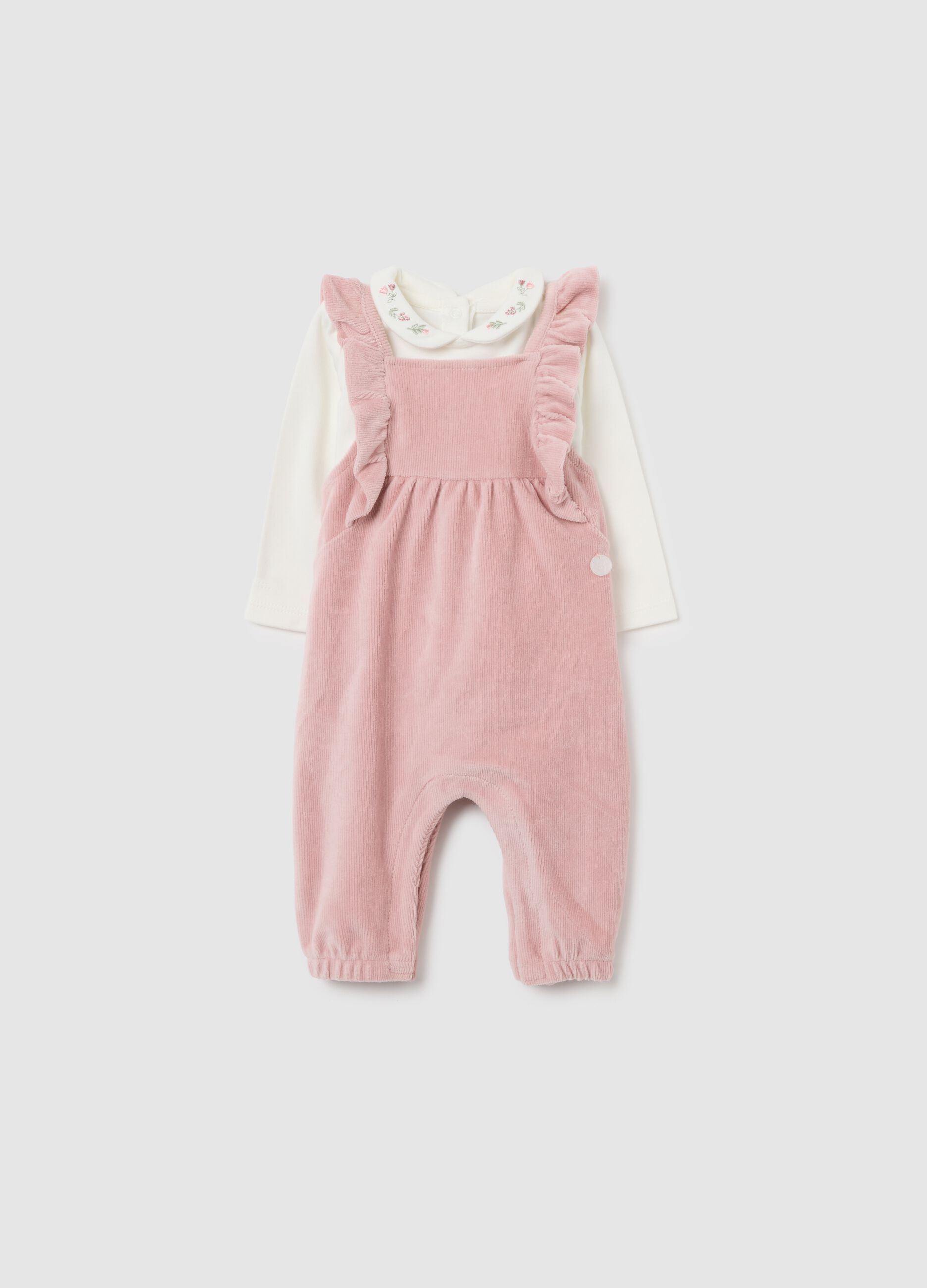 Baby girl cotton velour set in multicolour