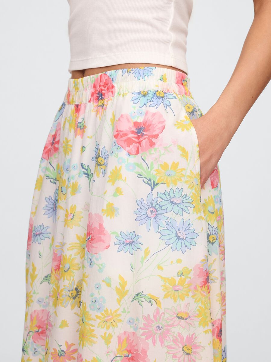 Gonna midi a fiori multicolor in misto viscosa e cotone_3